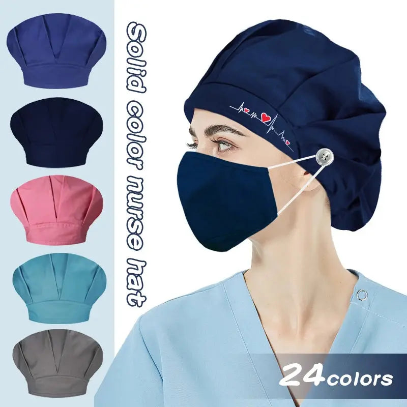 Frauen Scrub Caps, Unisex verstellbare Baumwolle Schweißband Hut, Kopfbedeckung, Arbeitskleidung, Sanitär atmungsaktiv Bouffant Scrub Caps CJdropshipping