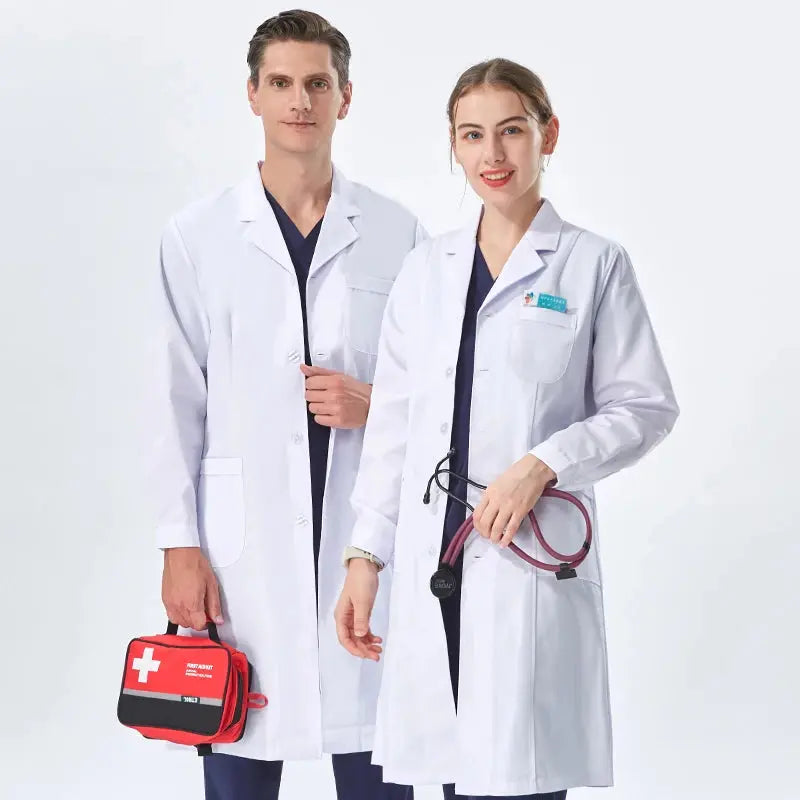 Günstiger weißer Laborkittel für Frauen, Männer, Studenten, Chemie, medizinische Fachkräfte, Krankenschwester, Langarm, Arztkittel XK002 MedSurgery Store For Digital Health