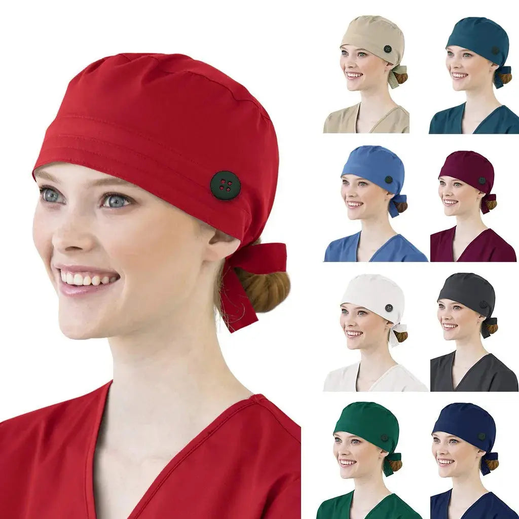 Solide Farbe Tierpflege Mützen mit Knopf, Agentur Arbeit Mützen, Schönheit Arbeit Mützen, Labor Krankenpflege Mützen CJdropshipping