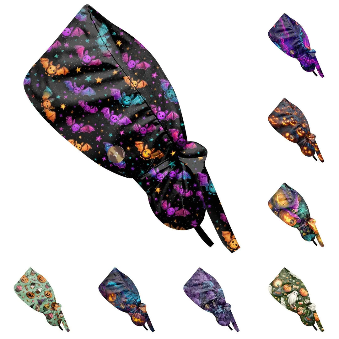 Unisex Halloween Print Scrub Cap für Ärzte oder Krankenschwestern - Scrub Cap mit Druck für medizinische Arbeit. Casual Style aus Baumwolle, bequem und stilvoll. CJdropshipping