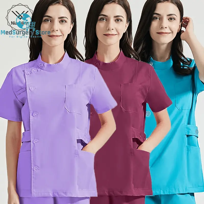 Niaahinn Gesundheitsdienste Scrubs Set Uniformen V-Ausschnitt Schönheitssalon Arbeit Uniform Frauen Sets Tierpflege Institution Scrubs Mantel