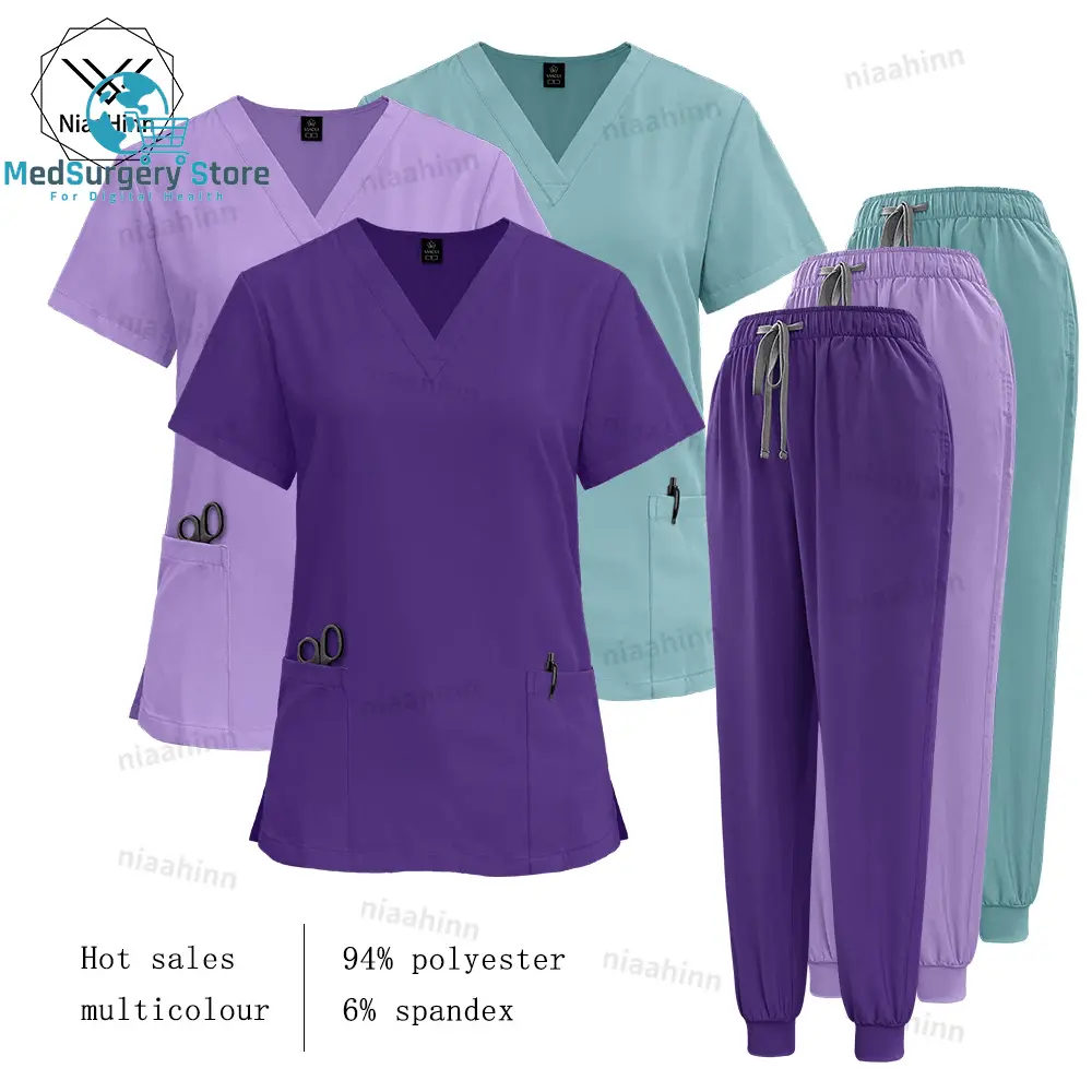 Medizinische Scrub Krankenpflege chirurgischen Kittel hohe Qualität elastische Scrub Gesundheitswesen Apotheke solide Farbe Uniform Großhandel Arbeitskleidung Unisex
