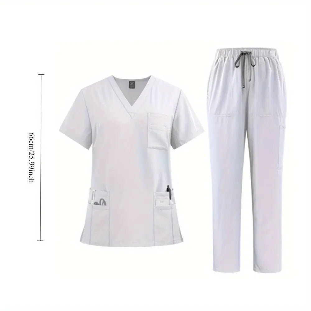 Women's Professional Medical Scrub Set - Comfort Fit, V - Neck Top mit Taschen & Straight Leg Pants für Ärzte und Krankenschwesterndsers - fulfillment - serviceMedSurgery Store For Digital Health601099614988804 - Black - SBlackSWomen's Professional Medical Scrub Set - Comfort Fit, V - Neck Top mit Taschen & Straight Leg Pants für Ärzte und Krankenschwestern