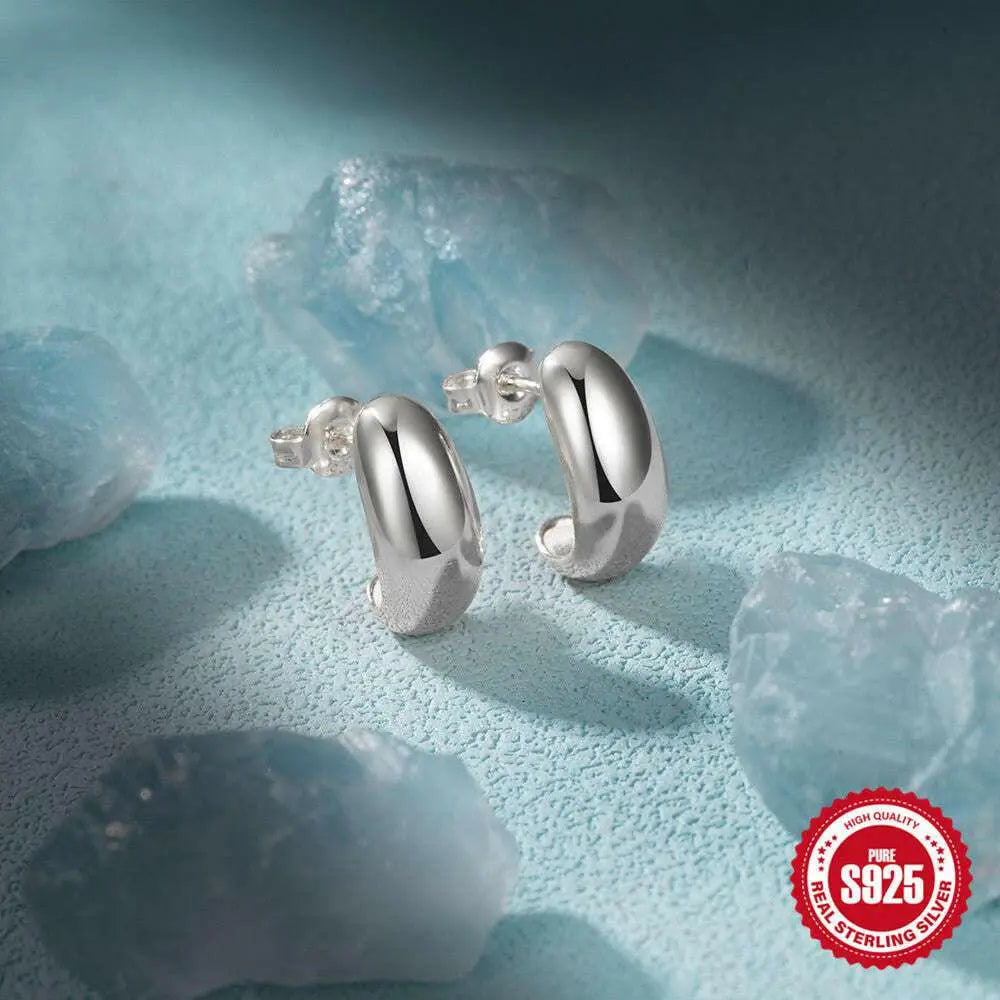 925 Sterling Silber C - Shaped Glossy Metal Earring Ringstud EarringBekleidung & ZubehörCJdropshippingMedSurgery Store For Digital HealthCJST245134802BYGold1pairs925 Sterling Silber C - Shaped Glossy Metal Earring Ringstud Earring