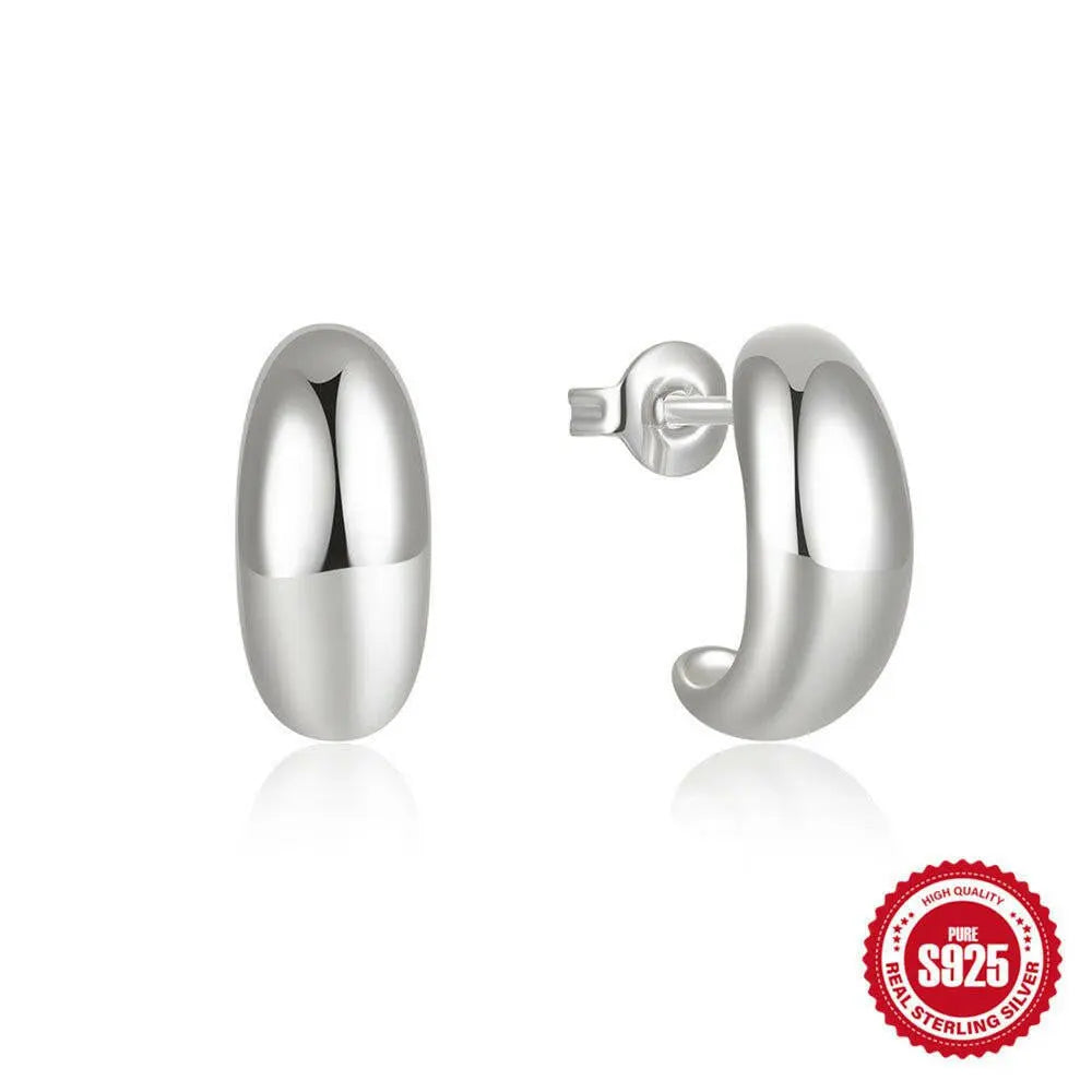925 Sterling Silber C - Shaped Glossy Metal Earring Ringstud EarringBekleidung & ZubehörCJdropshippingMedSurgery Store For Digital HealthCJST245134804DWSilver1pairs925 Sterling Silber C - Shaped Glossy Metal Earring Ringstud Earring