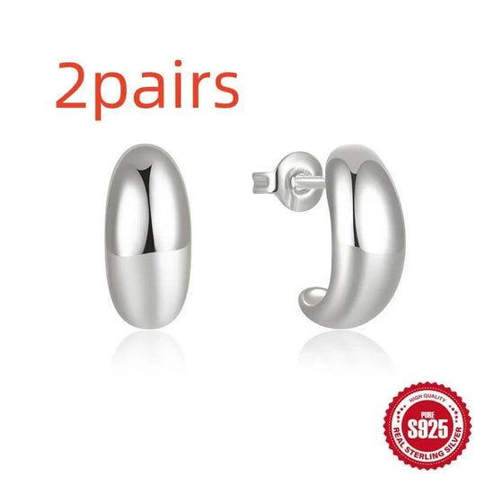 925 Sterling Silber C - Shaped Glossy Metal Earring Ringstud EarringBekleidung & ZubehörCJdropshippingMedSurgery Store For Digital HealthCJST245134805EVSilver2pairs925 Sterling Silber C - Shaped Glossy Metal Earring Ringstud Earring