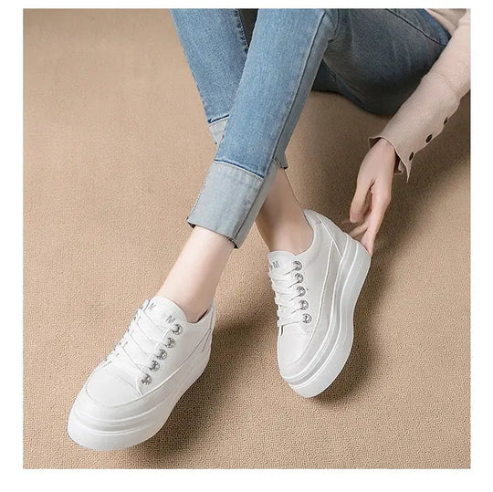 chaussures ete femme espadrille femme basket femme compensé Damen lässige Turnschuhe, atmungsaktiv und bequem weiße Schuhe mit 8CM Fersen, Plattform Höhe steigen, Herbst, 2022 MedSurgery Store For Digital Health