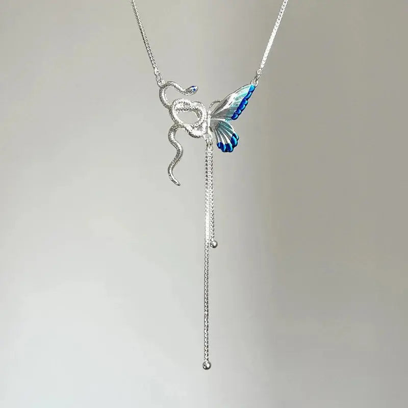 Frauen Schmetterling und Schlange Anhänger Halskette, Y2K Punk Quaste Choker, Cosplaying Schmuck Zubehör MedSurgery Store für digitale Gesundheit