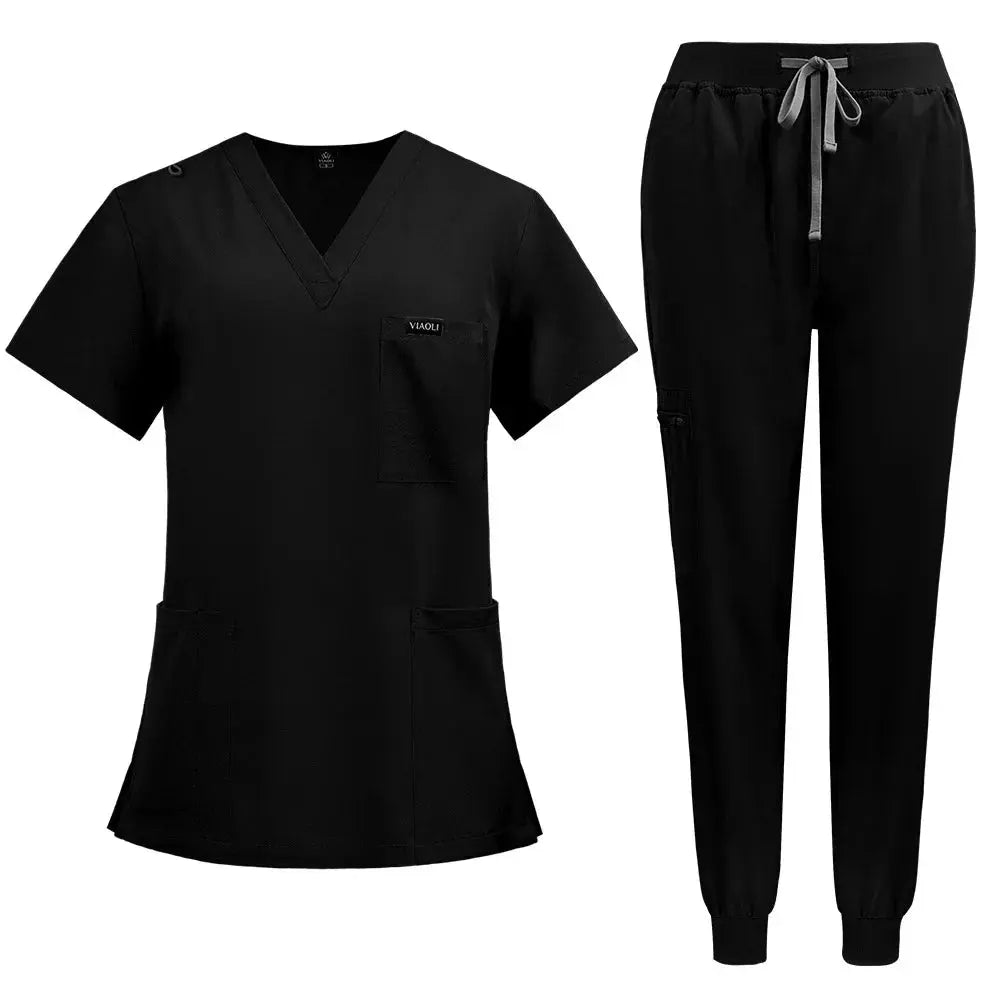 Kurzärmelige Scrubs für Frauen - Krankenschwester Scrubs Komfortable und schützende Scrubs für Krankenhaus, Isolierung und Hautpflege (94% Polyester + 6% Spandex) CJdropshipping