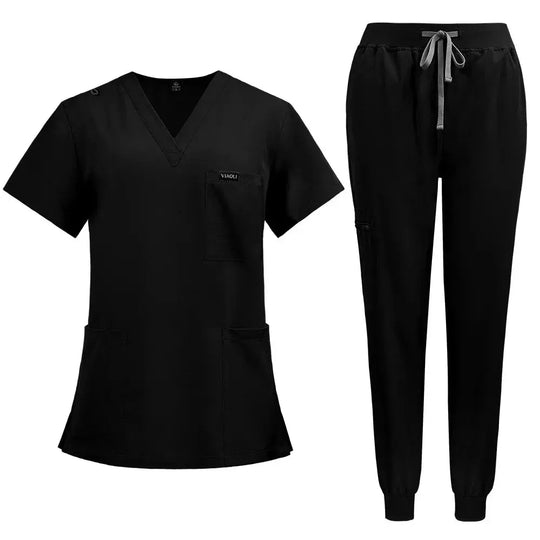 Kurzärmelige Scrubs für Frauen - Krankenschwester Scrubs Komfortable und schützende Scrubs für Krankenhaus, Isolierung und Hautpflege (94% Polyester + 6% Spandex) CJdropshipping