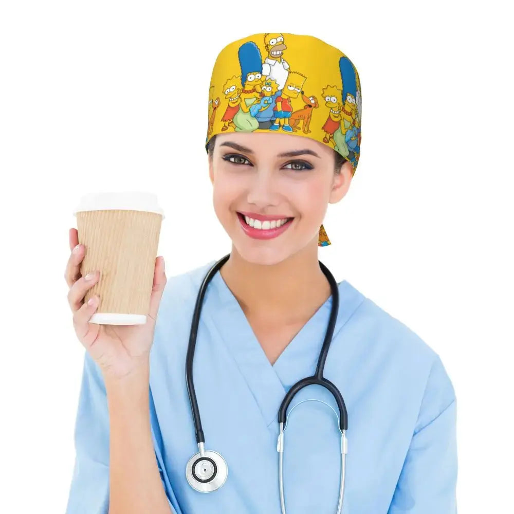 Personalisierte Die Simpsons Cartoon Cartoon medizinisches Personal Scrubs Hut Männer Frauen medizinische Krankenpflege chirurgische Scrub Kappen MedSurgery Store für digitale Gesundheit