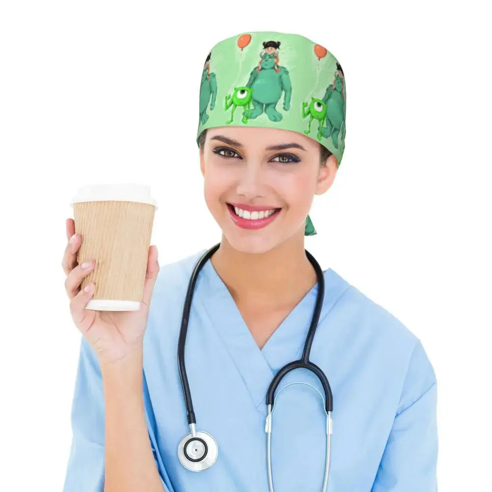Personalisierte verstellbare Arbeitsmütze mit Monsters University Cartoon, chirurgische Mütze für Männer und Frauen, chirurgische Mütze für Krankenschwestern, Ärzte und Chirurgen MedSurgery Store For Digital Health