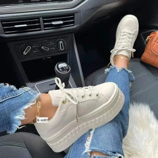 Weiße Schuhe, Damen Freizeitschuhe, Neue 2025 Plateau-Sneakers, Einfarbige Damenschuhe, Trendige Leichte PU Vulkanisierte Schuhe MedSurgery Store For Digital Health