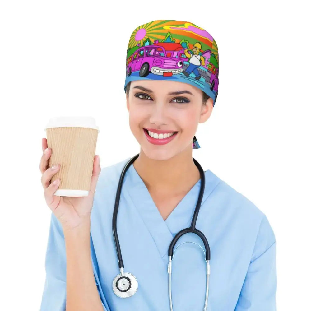 Personalisierte verstellbare Arbeitsmütze mit Gehirn Explosion, Simpsons chirurgische Kappe, chirurgische Kappe für Krankenpflege, Arzt, Chirurg, für Chef MedSurgery Store For Digital Health