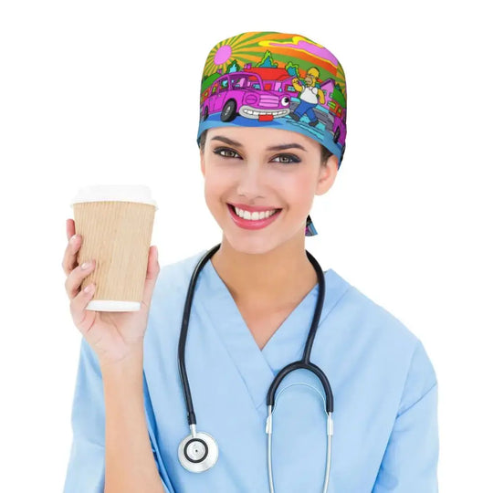 Personalisierte verstellbare Arbeitsmütze mit Gehirn Explosion, Simpsons chirurgische Kappe, chirurgische Kappe für Krankenpflege, Arzt, Chirurg, für Chef MedSurgery Store For Digital Health