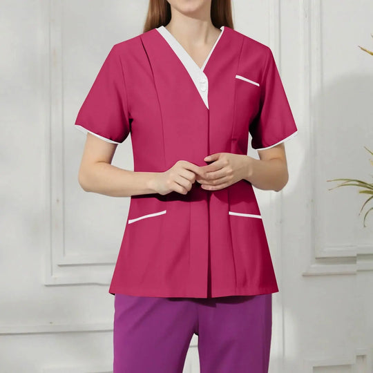 Filipina Medical Elite ISHOWTIENDA - Ergonomische Kurzarm-Klinikuniform mit V-Ausschnitt CJdropshipping