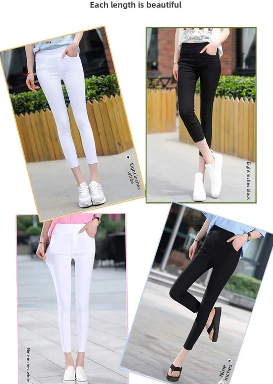 Frauen hohe Taille weiß dünne Leggings, Sommer achtzehn adeazant plonnings, kleine Fuß plonnings sie... MedSurgery Store für digitale Gesundheit