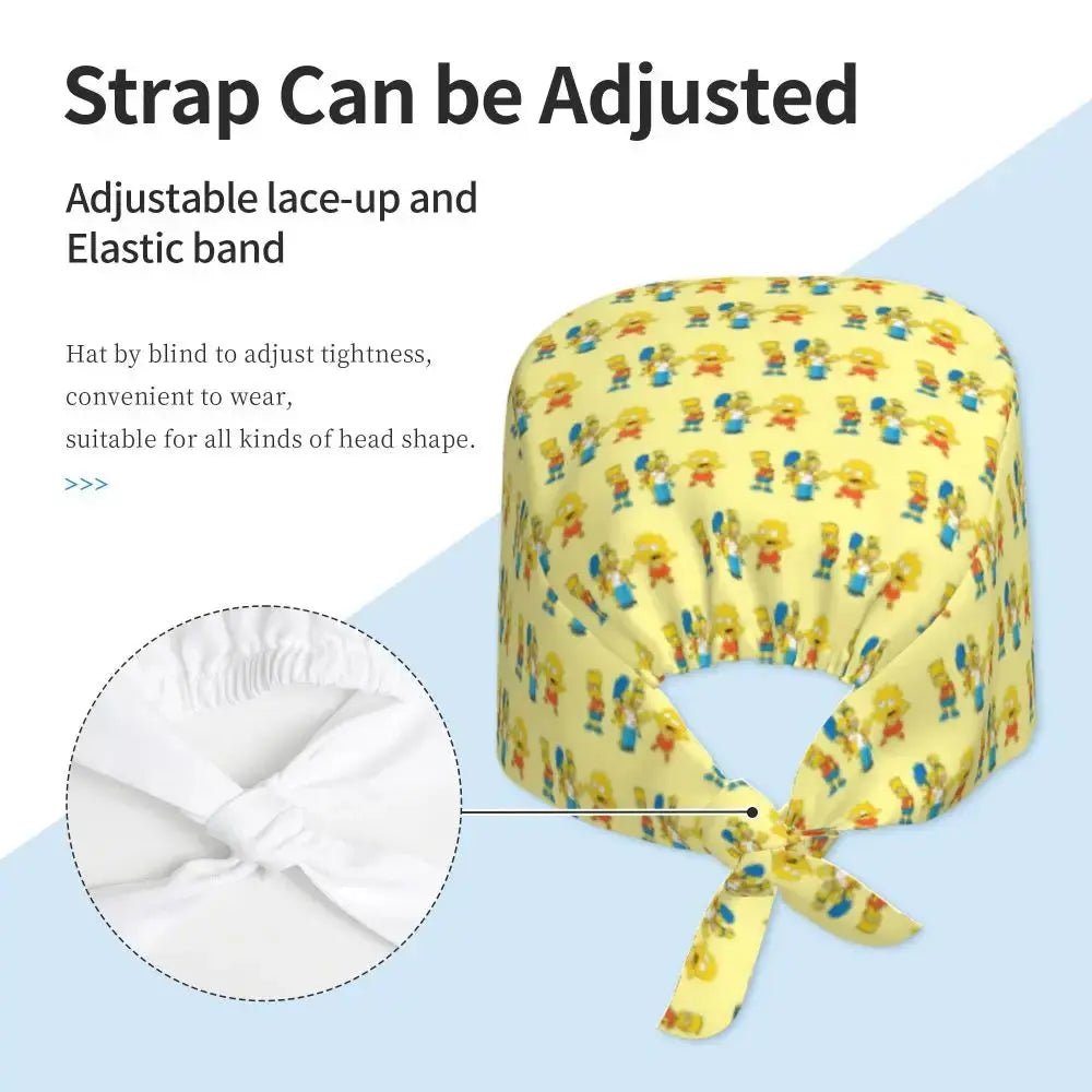 Personalisierte Die Simpsons Cartoon Cartoon medizinisches Personal Scrubs Hut Männer Frauen medizinische Krankenpflege chirurgische Scrub Kappen MedSurgery Store für digitale Gesundheit