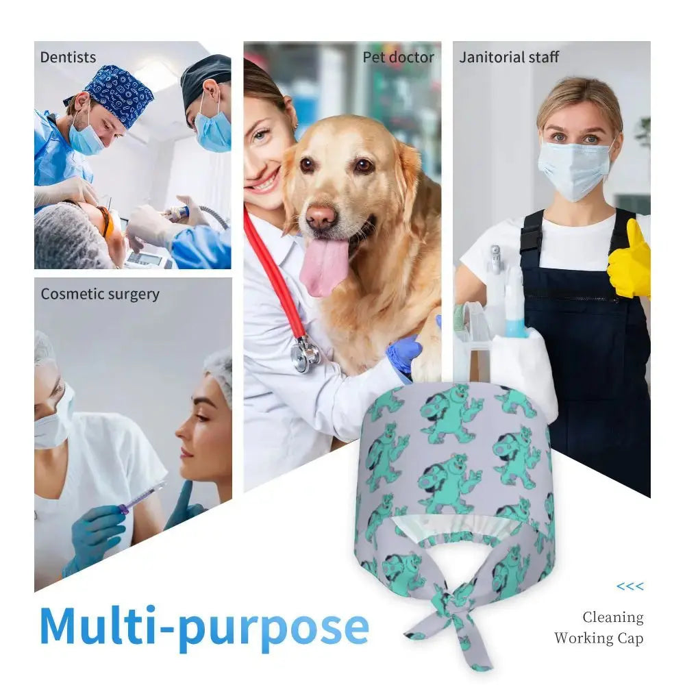 Personalisierte verstellbare Arbeitsmütze mit Monsters University Cartoon, chirurgische Mütze für Männer und Frauen, chirurgische Mütze für Krankenschwestern, Ärzte und Chirurgen MedSurgery Store For Digital Health