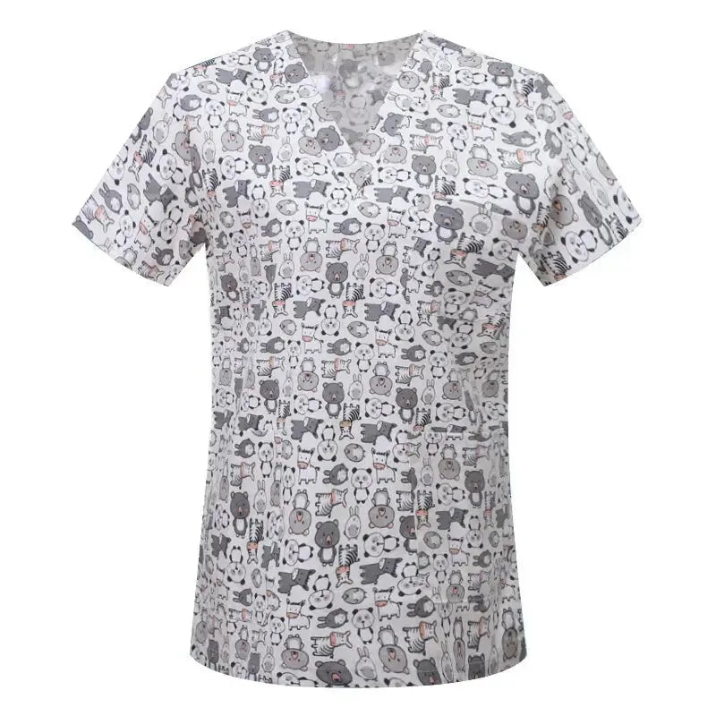 Cartoon Tier drucken Baumwollbluse, chirurgische Scrubs für Tierklinik, Krankenhaus, Krankenpflege CJdropshipping