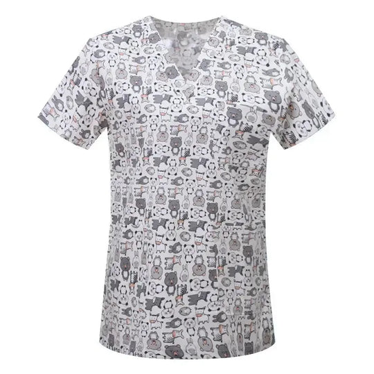 Cartoon Tier drucken Baumwollbluse, chirurgische Scrubs für Tierklinik, Krankenhaus, Krankenpflege CJdropshipping