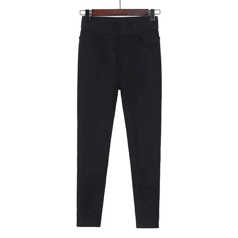 Warme Winter-Leggings für Frauen, dicke Velourshose, solide Stretch-Skinny-Hose mit elastischem Bund, schwarz und weiß MedSurgery Store For Digital Health