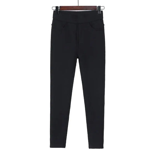 Warme Winter-Leggings für Frauen, dicke Velourshose, solide Stretch-Skinny-Hose mit elastischem Bund, schwarz und weiß MedSurgery Store For Digital Health