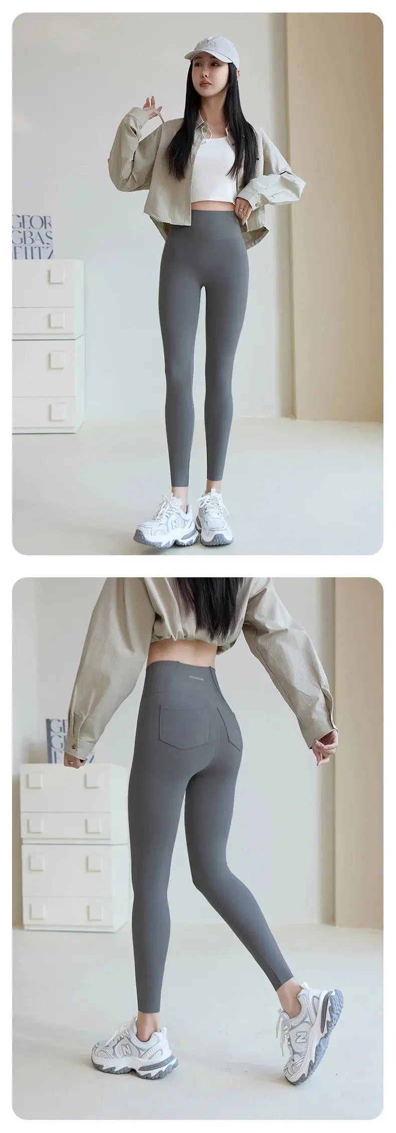 BIVIGAOS 2025 Frühling Sommer Gesäßtasche Haifischhaut Leggings Damen eng weiß Casual Sport Fitness Leggings Leggings Skinny Hosen MedSurgery Store For Digital Health