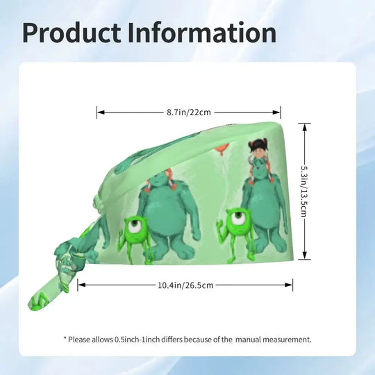 Personalisierte verstellbare Arbeitsmütze mit Monsters University Cartoon, chirurgische Mütze für Männer und Frauen, chirurgische Mütze für Krankenschwestern, Ärzte und Chirurgen MedSurgery Store For Digital Health