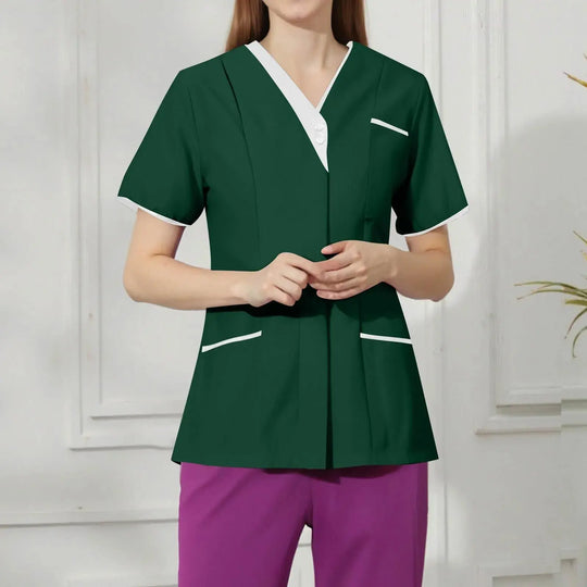 Filipina Medical Elite ISHOWTIENDA - Ergonomische Kurzarm-Klinikuniform mit V-Ausschnitt CJdropshipping