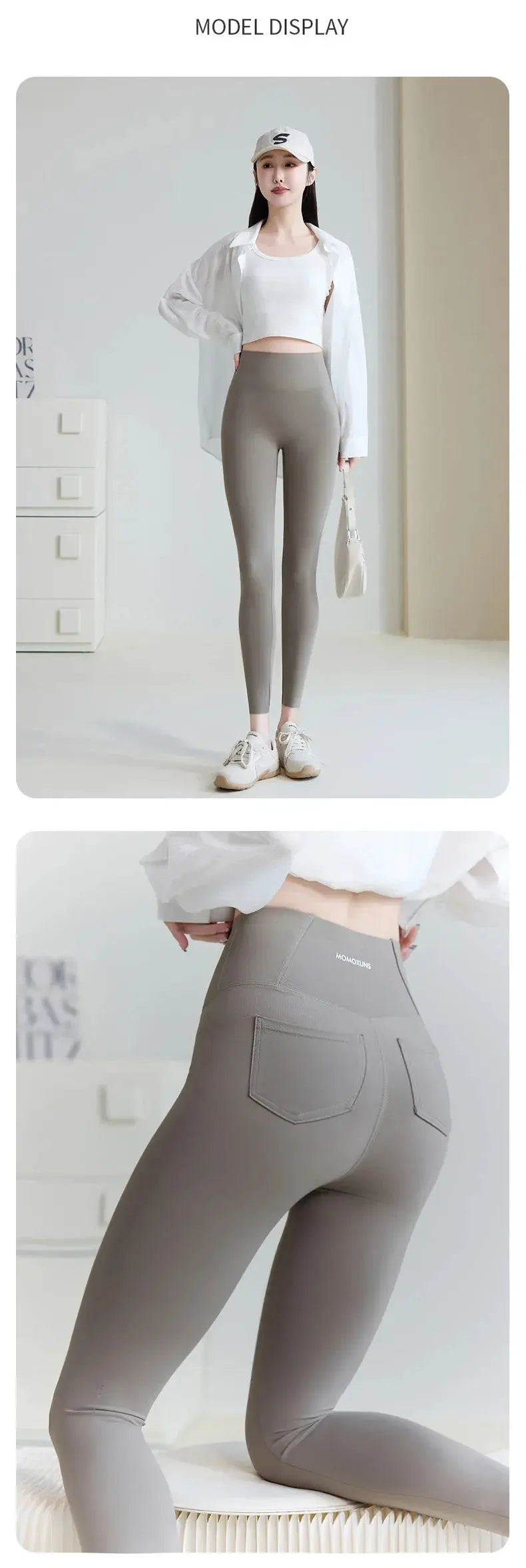 BIVIGAOS 2025 Frühling Sommer Gesäßtasche Haifischhaut Leggings Damen eng weiß Casual Sport Fitness Leggings Leggings Skinny Hosen MedSurgery Store For Digital Health