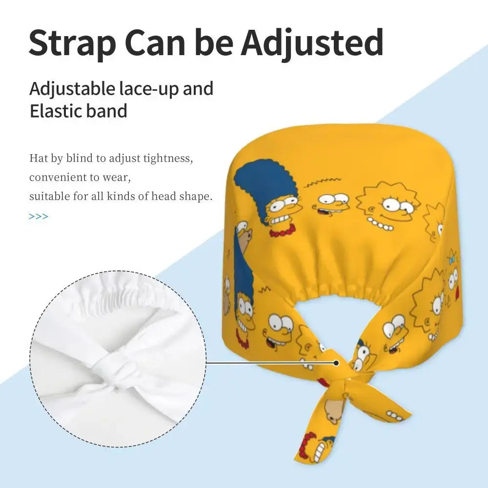 Personalisierte Die Simpsons Cartoon Cartoon medizinisches Personal Scrubs Hut Männer Frauen medizinische Krankenpflege chirurgische Scrub Kappen MedSurgery Store für digitale Gesundheit