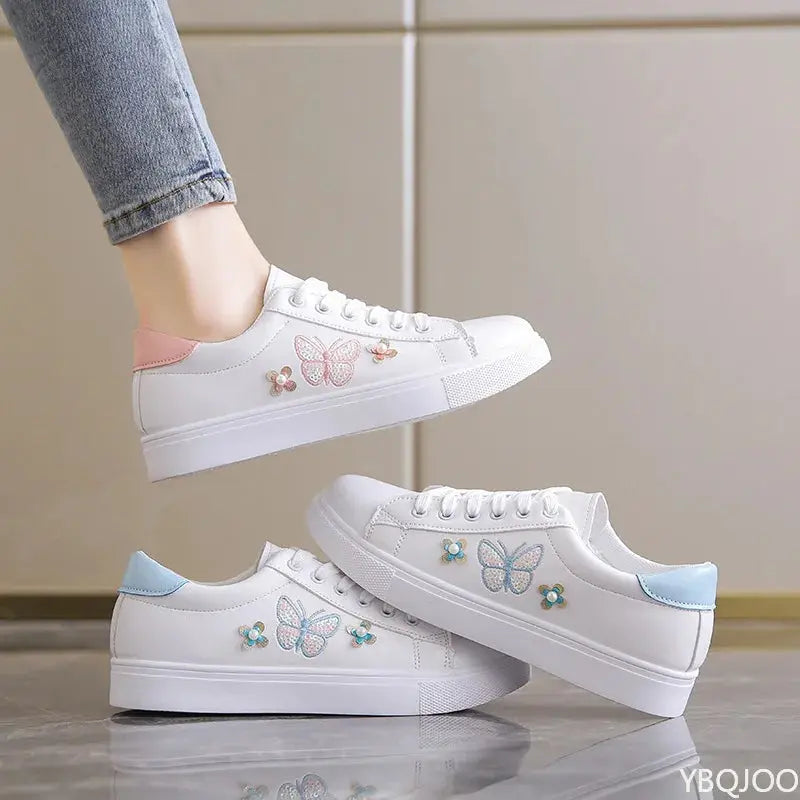 Damen Neue Weiße Schuhe, Modische Atmungsaktive Flache Schuhe, Leder Schnürschuh Freizeitschuhe, Bequeme und Vielseitige Turnschuhe für Frauen MedSurgery Store For Digital Health