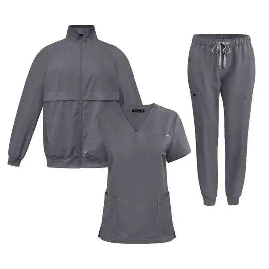 Work Top, Arzt und Krankenschwester Uniform, Plain Pants mit mehr Taschen, Dental Scrub Pants, Unisex Scrubs, 3 Stück Set CJdropshipping