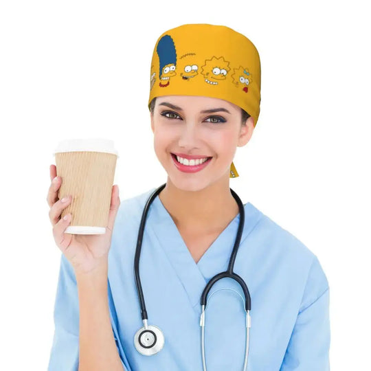 Personalisierte Die Simpsons Cartoon Cartoon medizinisches Personal Scrubs Hut Männer Frauen medizinische Krankenpflege chirurgische Scrub Kappen MedSurgery Store für digitale Gesundheit