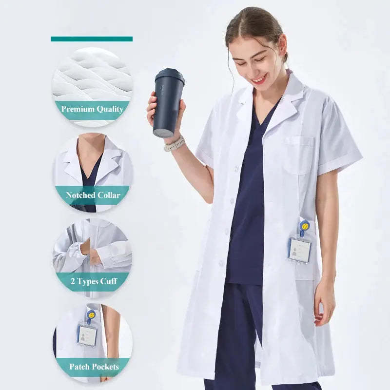 Günstiger weißer Laborkittel für Frauen, Männer, Studenten, Chemie, medizinische Fachkräfte, Krankenschwester, Langarm, Arztkittel XK002 MedSurgery Store For Digital Health
