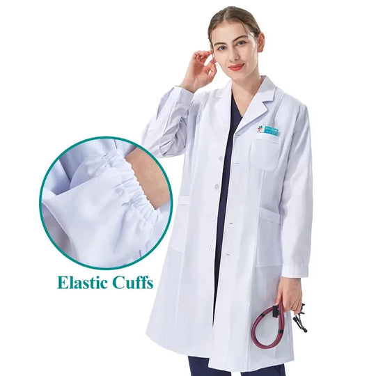 Günstiger weißer Laborkittel für Frauen, Männer, Studenten, Chemie, medizinische Fachkräfte, Krankenschwester, Langarm, Arztkittel XK002 MedSurgery Store For Digital Health