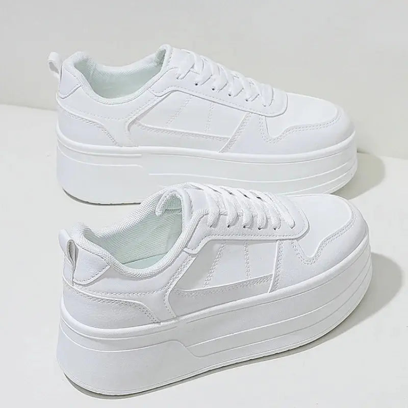 Weiße Turnschuhe für Frauen, hochwertige Freizeitschuhe aus Leder, High-Top-Sneaker für Frauen, vulkanisierte Plateauschuhe MedSurgery Store For Digital Health