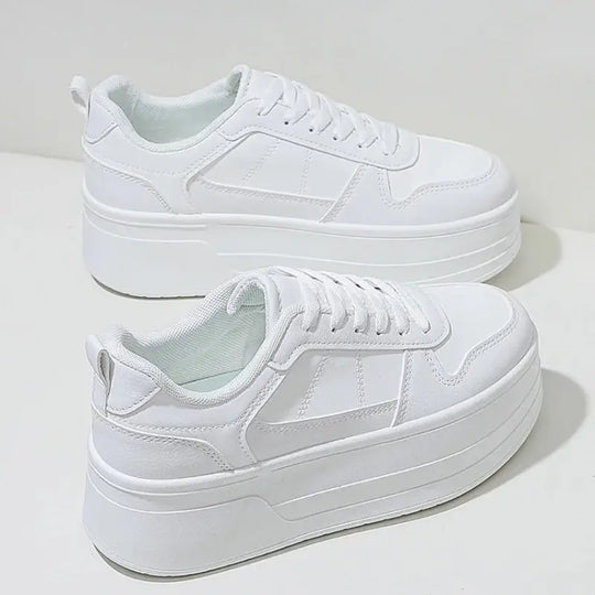 Weiße Turnschuhe für Frauen, hochwertige Freizeitschuhe aus Leder, High-Top-Sneaker für Frauen, vulkanisierte Plateauschuhe MedSurgery Store For Digital Health