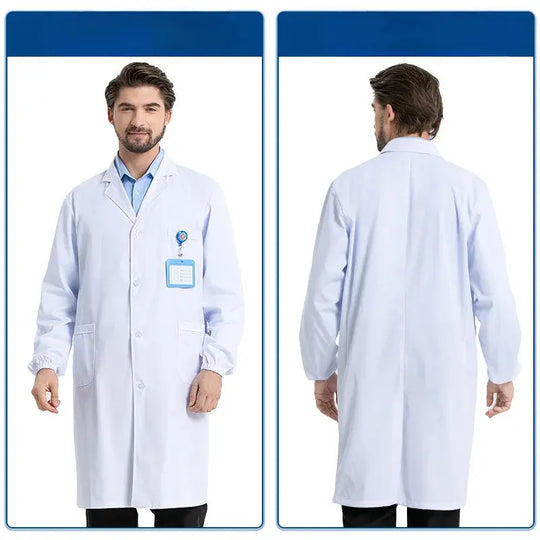 Medizinischer Kittel aus weißer Baumwolle und Polyester, Laborkittel für Wissenschaftler, Arbeitskleidung für Ärzte, Uniform, Lebensmittelkittel, Laborkittel, Herrenkittel MedSurgery Store For Digital Health