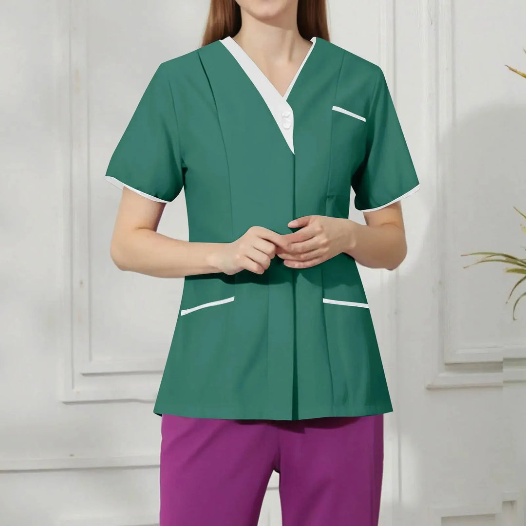 Filipina Medical Elite ISHOWTIENDA - Ergonomische Kurzarm-Klinikuniform mit V-Ausschnitt CJdropshipping