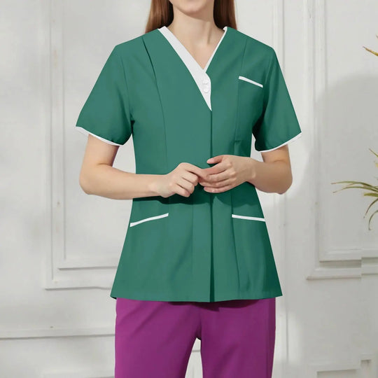 Filipina Medical Elite ISHOWTIENDA - Ergonomische Kurzarm-Klinikuniform mit V-Ausschnitt CJdropshipping