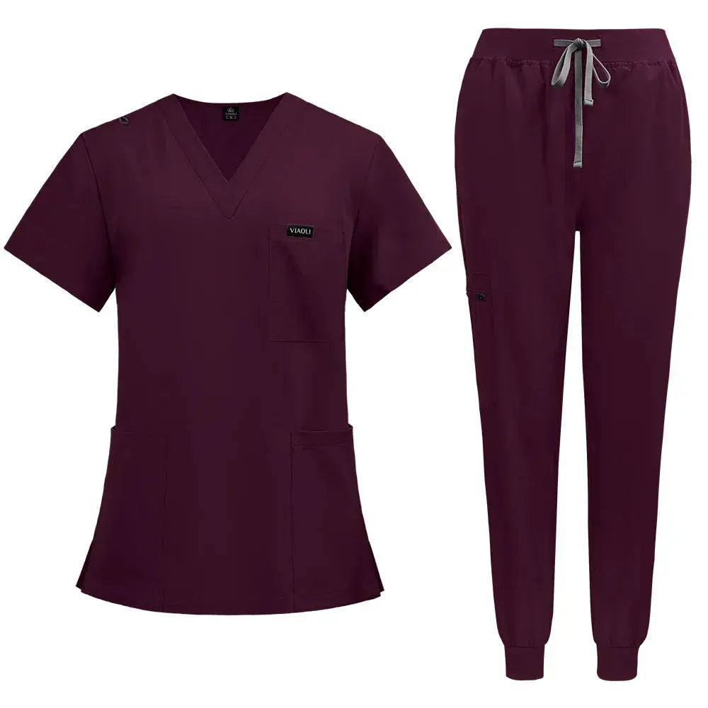 Kurzärmelige Scrubs für Frauen - Krankenschwester Scrubs Komfortable und schützende Scrubs für Krankenhaus, Isolierung und Hautpflege (94% Polyester + 6% Spandex) CJdropshipping