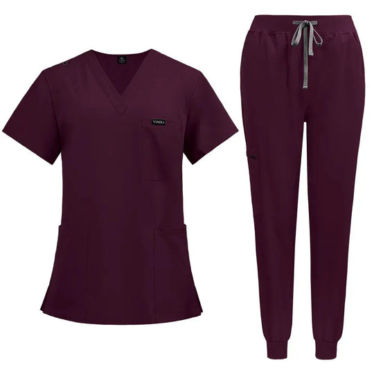 Kurzärmelige Scrubs für Frauen - Krankenschwester Scrubs Komfortable und schützende Scrubs für Krankenhaus, Isolierung und Hautpflege (94% Polyester + 6% Spandex) CJdropshipping