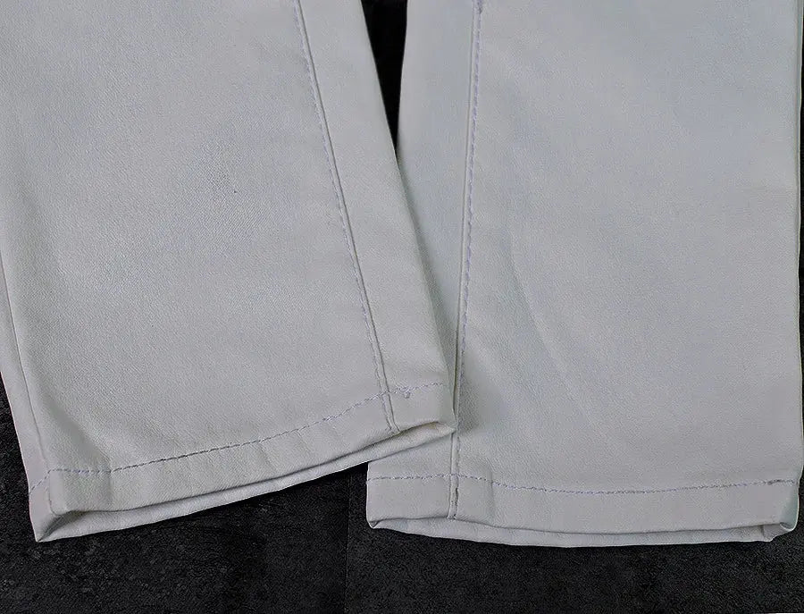Damenhose mit niedriger Leibhöhe, eng anliegende elastische Hose mit Doppelreißverschluss, weiße Kunstlederhose für Damen MedSurgery Store For Digital Health