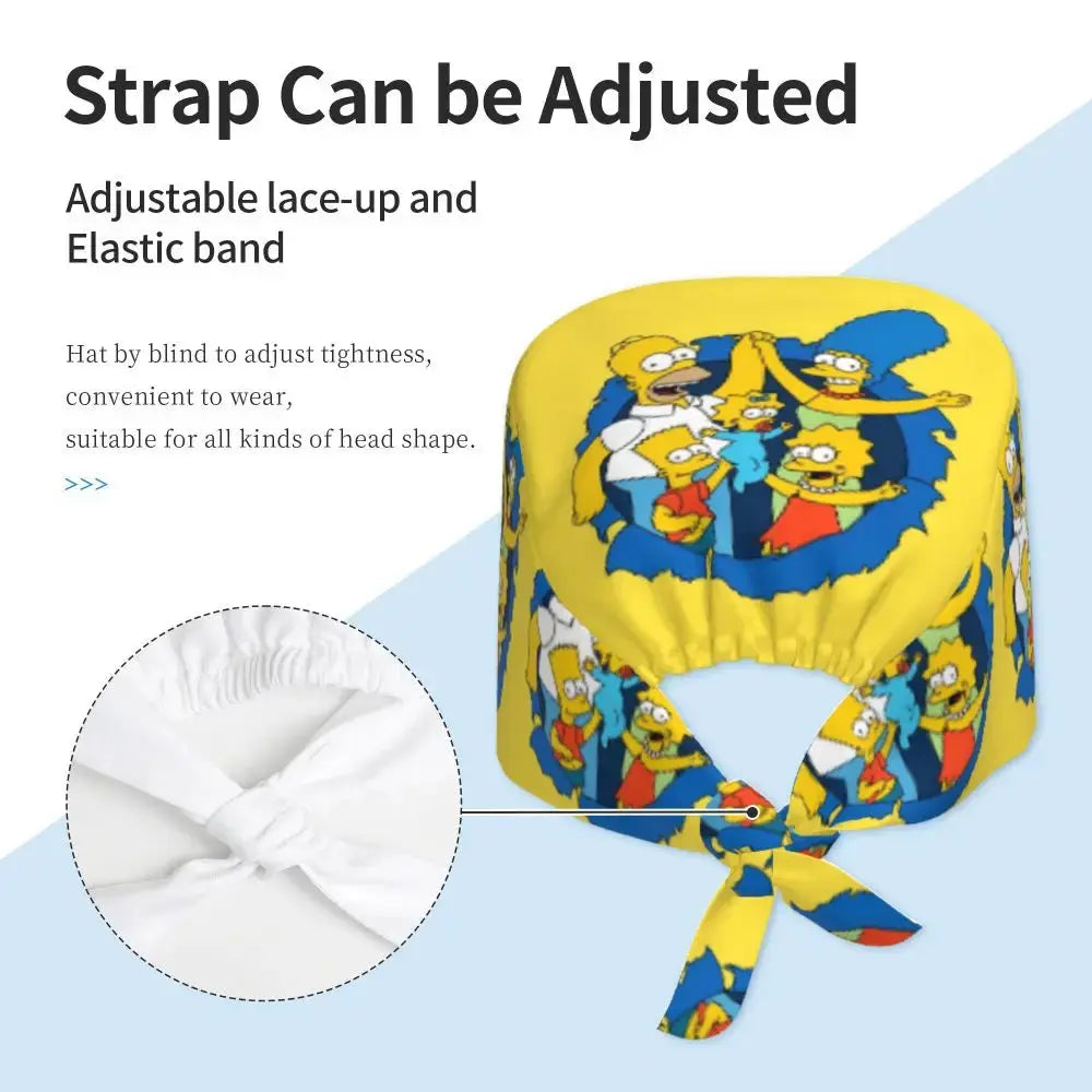 Personalisierte Die Simpsons Cartoon Cartoon medizinisches Personal Scrubs Hut Männer Frauen medizinische Krankenpflege chirurgische Scrub Kappen MedSurgery Store für digitale Gesundheit