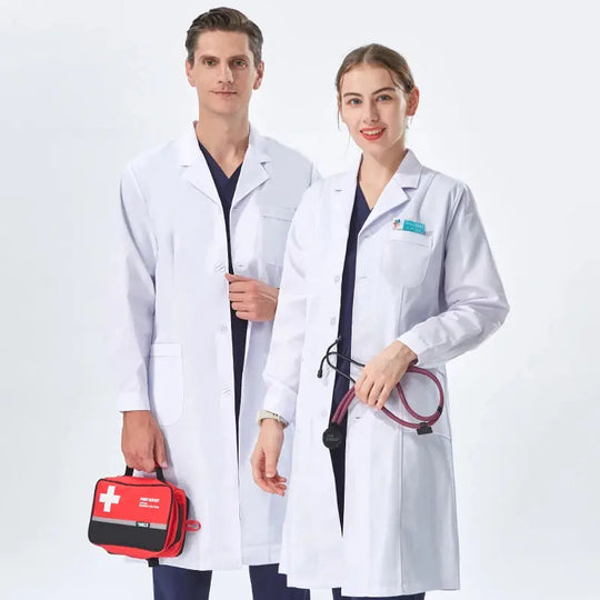 Günstiger weißer Laborkittel für Frauen, Männer, Studenten, Chemie, medizinische Fachkräfte, Krankenschwester, Langarm, Arztkittel XK002 MedSurgery Store For Digital Health