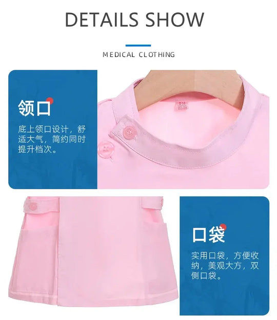 Rosa kurzes OP-Set, medizinische Uniform für Krankenschwester und Arzt, Damenbekleidung, zweiteiliger Krankenpflegeanzug, Schönheitssalon Krankenhauskleid mit Logo MedSurgery Store For Digital Health