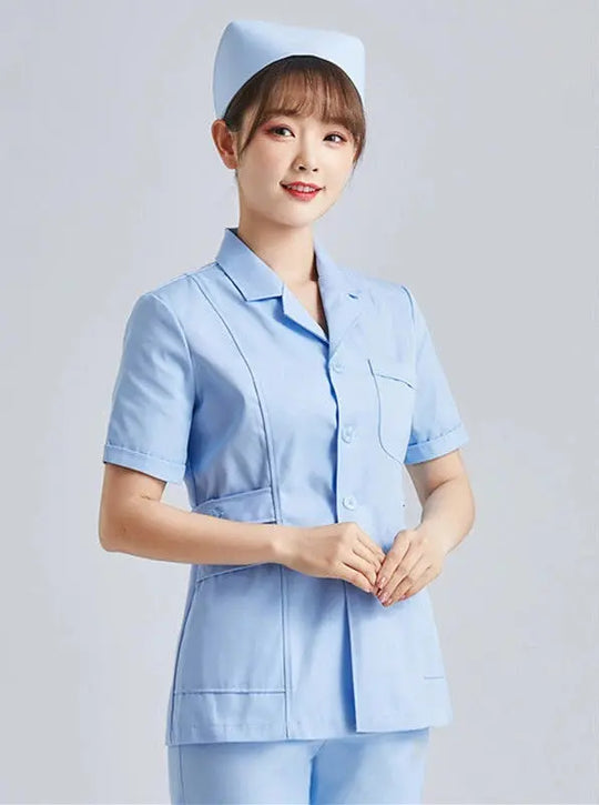Elite White Krankenschwester Uniform - Frauen Kurzarm verstellbare Scrub Top CJdropshipping
