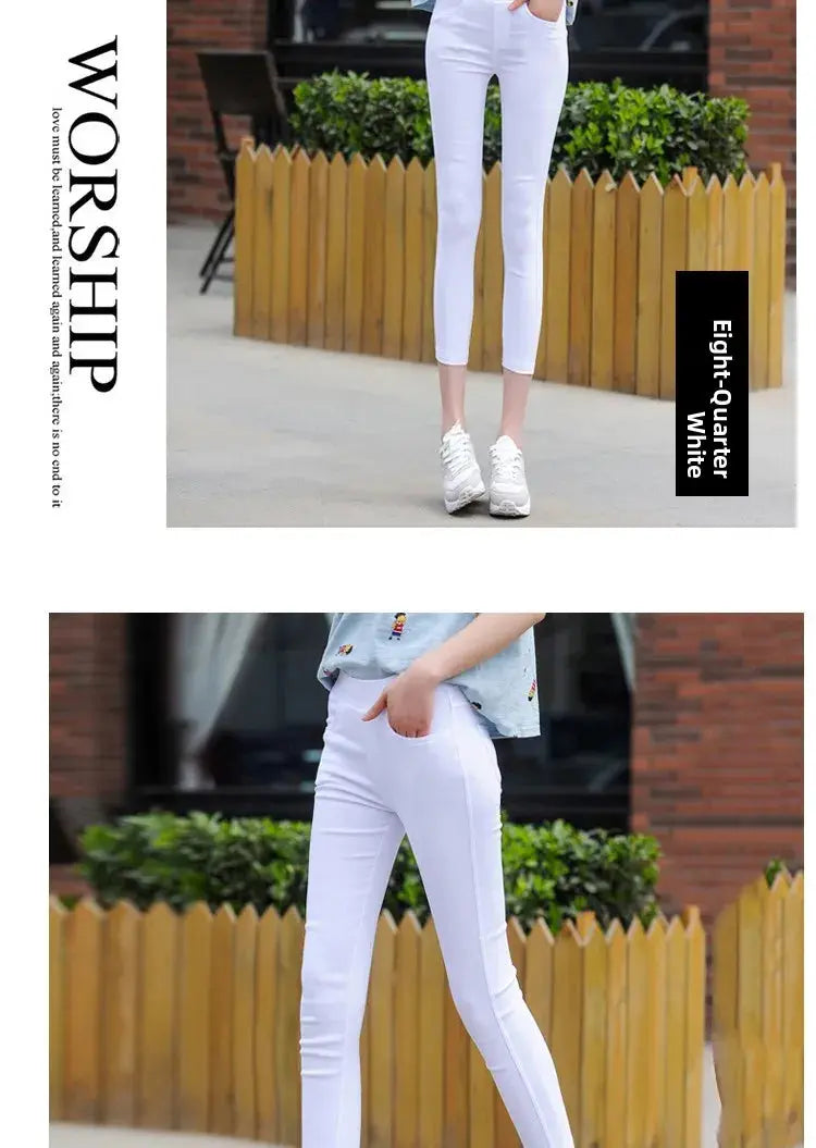 Frauen hohe Taille weiß dünne Leggings, Sommer achtzehn adeazant plonnings, kleine Fuß plonnings sie... MedSurgery Store für digitale Gesundheit